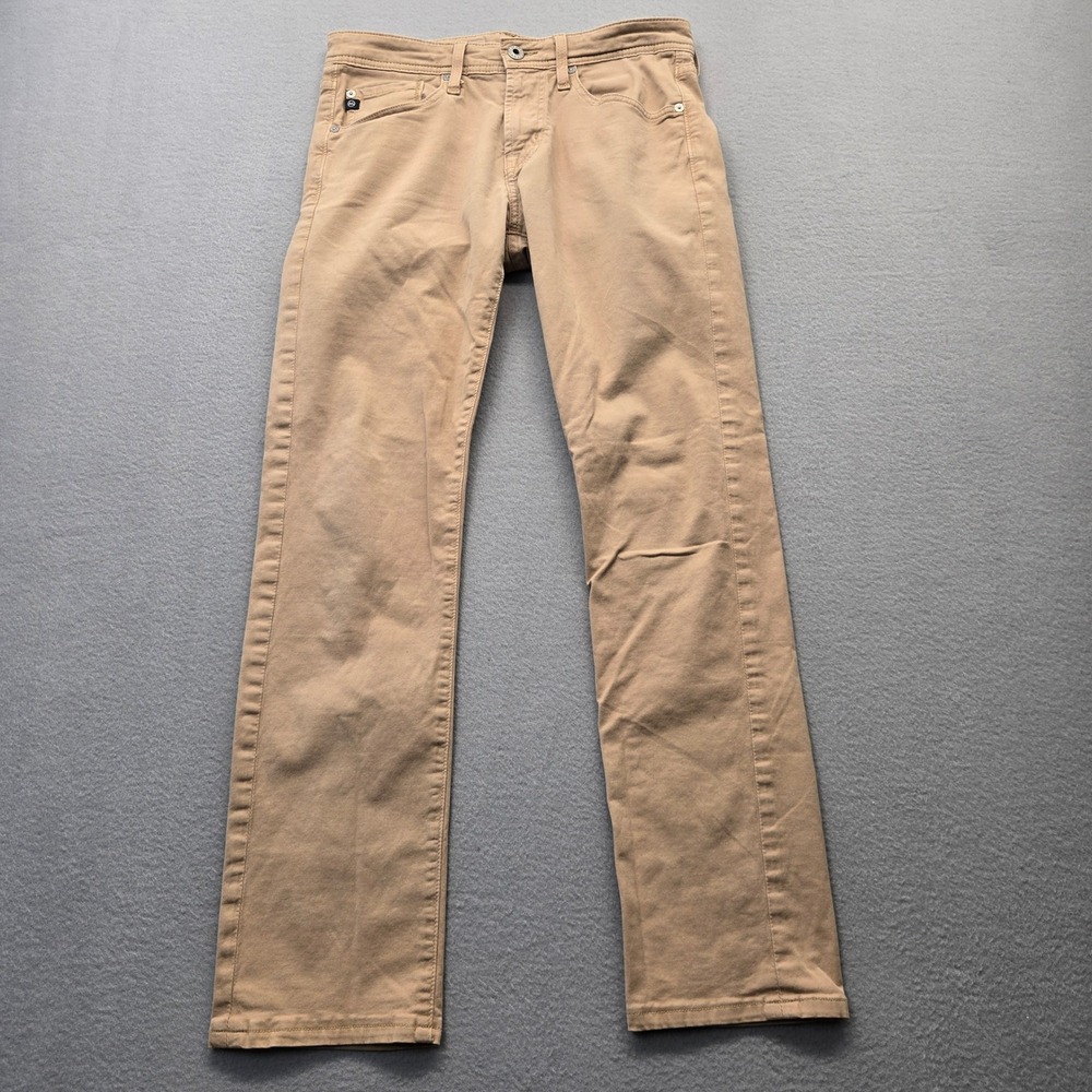 AG Adriano Goldschmied The Matchbox Slim Straight Pants Tan Khaki Mens 29 BM5828